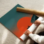 poster surf au coucher de soleil enroule.webp
