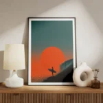 poster surf au coucher de soleil meuble.webp