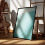 poster surfeurs sur eau turquoise encadre.webp
