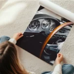 poster tableau tableau de bord voiture vintage en rouleau.webp