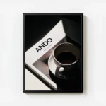 poster tasse blanche sur livre avec cadre.webp