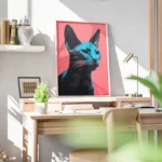 poster tete de chat moderne bureau.webp