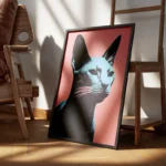 poster tete de chat moderne encadre.webp