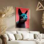 poster tete de chat moderne salon.webp