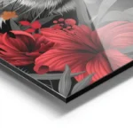 poster tete de panda avec fleurs aluminium.webp