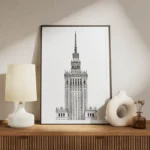 poster tour gothique en noir et blanc meuble.webp