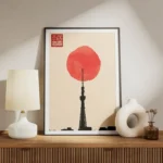 poster tour japonaise rouge meuble.webp