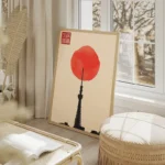 poster tour japonaise rouge salon beige.webp
