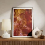 poster tourbillon rouge et jaune meuble.webp