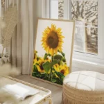 poster tournesol lumineux salon beige.webp