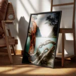 poster troncs d arbre au bord de l eau encadre.webp