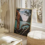 poster troncs d arbre au bord de l eau salon beige.webp