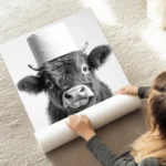 poster vache drole avec chapeau au sol.webp