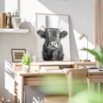 poster vache drole avec chapeau bureau.webp
