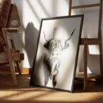 poster vache rouleau de papier blanc encadre.webp
