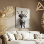 poster vache rouleau de papier blanc salon.webp