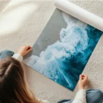 poster vagues bleu ocean en rouleau.webp