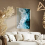 poster vagues bleu ocean salon.webp