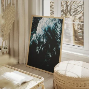poster vagues oceaniques salon beige.webp