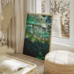 poster vagues rivage salon beige.webp