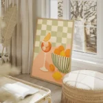 poster verre de fruit salon beige.webp