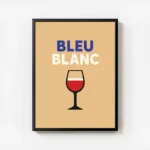 poster verre de vin bleu blanc rouge avec cadre.webp