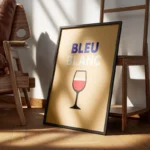 poster verre de vin bleu blanc rouge encadre.webp