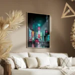 poster ville nocturne illuminee salon.webp