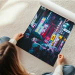poster ville sous la pluie en rouleau.webp