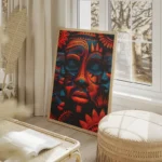 poster visage africain colore salon beige.webp