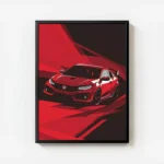 poster voiture honda rouge avec cadre.webp