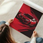 poster voiture honda rouge en rouleau.webp