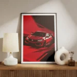 poster voiture honda rouge meuble.webp