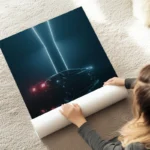 poster voiture retro futuriste au sol.webp