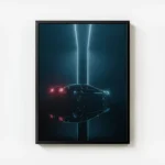 poster voiture retro futuriste avec cadre.webp