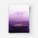 poster voiture vintage et cetace fantomatique.webp