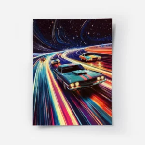 poster voitures spatiales colorees.webp