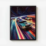 poster voitures spatiales colorees avec cadre.webp