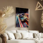 poster voitures spatiales colorees salon.webp