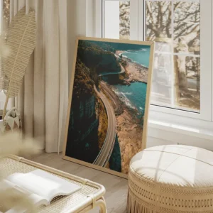 poster vue aerienne autoroute cotiere salon beige.webp