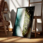 poster vue aerienne de plage et mer encadre.webp