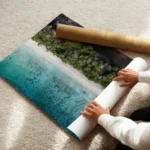 poster vue aerienne de plage et mer enroule.webp