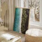 poster vue aerienne de plage et mer salon beige.webp