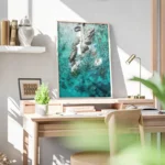 poster vue aerienne eau turquoise bureau.webp