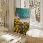 poster vue aerienne plage et nature salon beige.webp