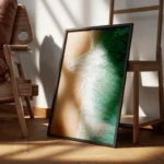 poster vue aerienne plage et ocean encadre.webp