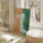 poster vue aerienne plage et ocean salon beige.webp