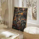 poster vue aerienne ville illuminee salon beige.webp