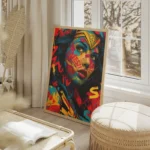 poster wonder woman street art salon beige.webp