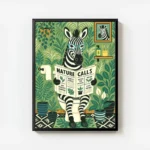 poster zebre toilettes avec cadre.webp